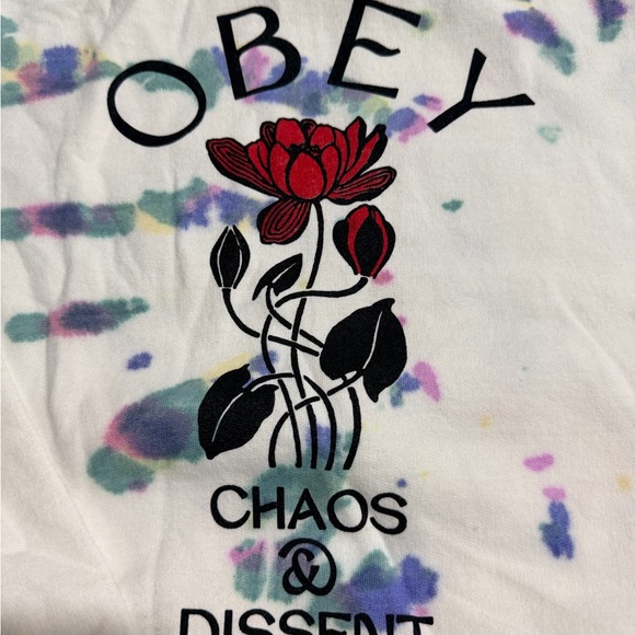 Obey White Tie Dye Printed Hoodie Large - Picture 5 of 8